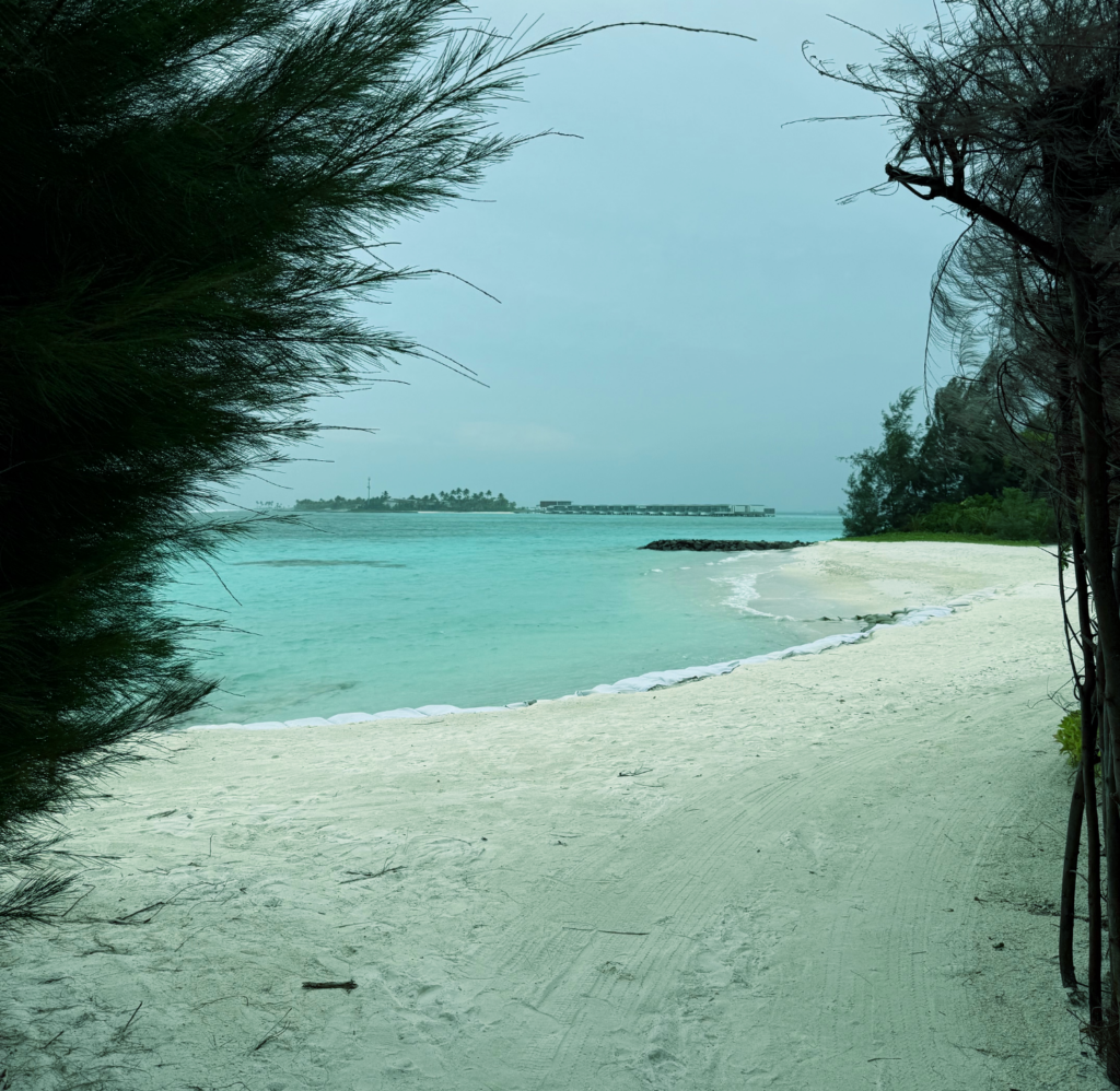 Utsikt til en idyllisk strand uten et menneske. 